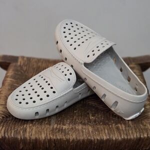 White Perforated Slip-On Shoes